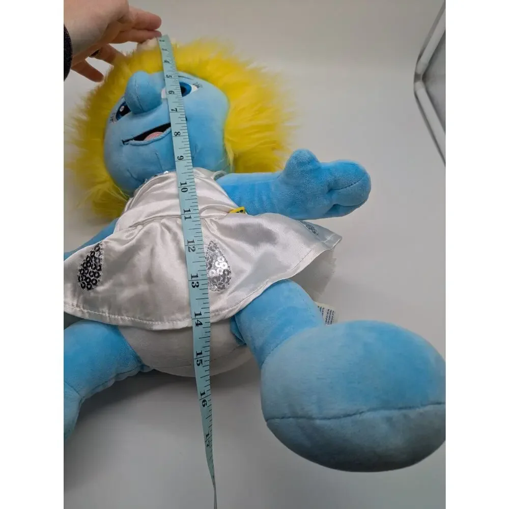 BABW Build A Bear Workshop Smurfette Plush Doll 18” Yellow Hair Satin Dress 2013